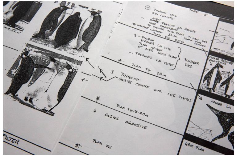 Storyboard du film "Der Kongress der Pinguine" (Hans-Ulrich Schlumpf, 1993) déposé à Zurich 